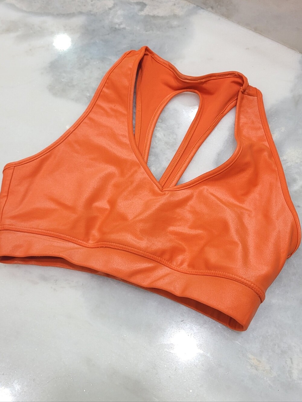 Carbon 38 Action Bra. Takara Shine. Bright Neon Orange. Small
